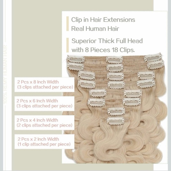 Luxurious Blonde Wavy 18 inch Hair Extensions 100% Remy Human Hair - Picture 5 of 10